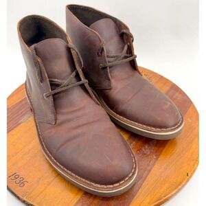 Clarks Bushacre 2 Boots Mens 9.5 Beeswax Brown Leather Chukka Desert Ankle Shoes